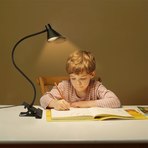 Semlos LED Reading Light, Clamp Lamps 3 Color Modes 5 Brightness, Clip Light for Desk Bedside Table, 5W USB Powered, Flexible Arm, Black 8 41s6EBqYJ6L. AC