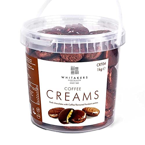 Whitakers Dark Chocolate Creams - Brown Foiled Fondant Cremes Plastic Tub (Coffee 1kg)