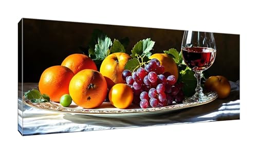 Paint by Numbers Fruit Red Wine 20x40cm/8x16in, Colour in Canvas Paint by Numbers for Adults, Acrylic Oil DIY Beginners Painting by Numbers Crafts for Home Wall Decoration, [Frameless] Q-267