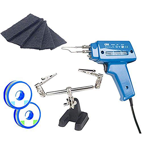 CFH Juego de soldadura con pistola de soldadura eléctrica, asistente de soldadura, fieltro de limpieza, soldadura para manualidades y soldadura electrónica