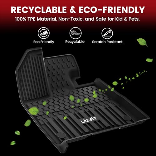 Image of LASFIT Floor Mats for Toyota Sienna 8 Seats 2021-2025 2026 All Weather TPE Custom Fit Floor Liner for Toyota Sienna LE /XLE 8 Passenger Front and Rear Car Mats, Black