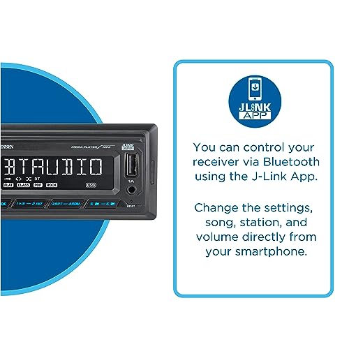 image for JENSEN MPR210 7 Character LCD Single DIN Car Stereo Radio | Push to Ta
