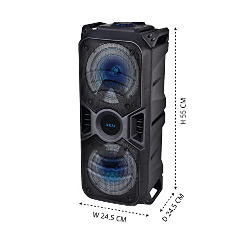 Image of AKAI PartyMate Pro PM-50P | 50W RMS| Karaoke Bluetooth Outdoor Party Speaker with Wireless Mic | 4000mAh Battery Upto 6Hrs Playtime(Black)