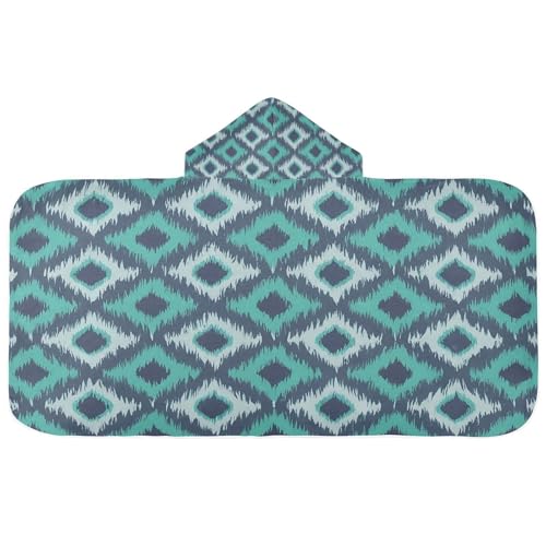 Nesatuwa Hooded Towel for Kids,Indigo Ikat Pattern Kids Beach Bath Towels Soft Absorbent Quick Dry Poncho Towel for Girls Boys