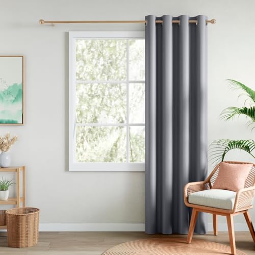 Image of Rivermoor Blackout Curtains Set of 1 | Blackout Curtains 7 feet Long for Living Room & Bedroom | Grey | 80% Room Darkening | 250 GSM | Acrylic Eyelet | 114 x 213 cm