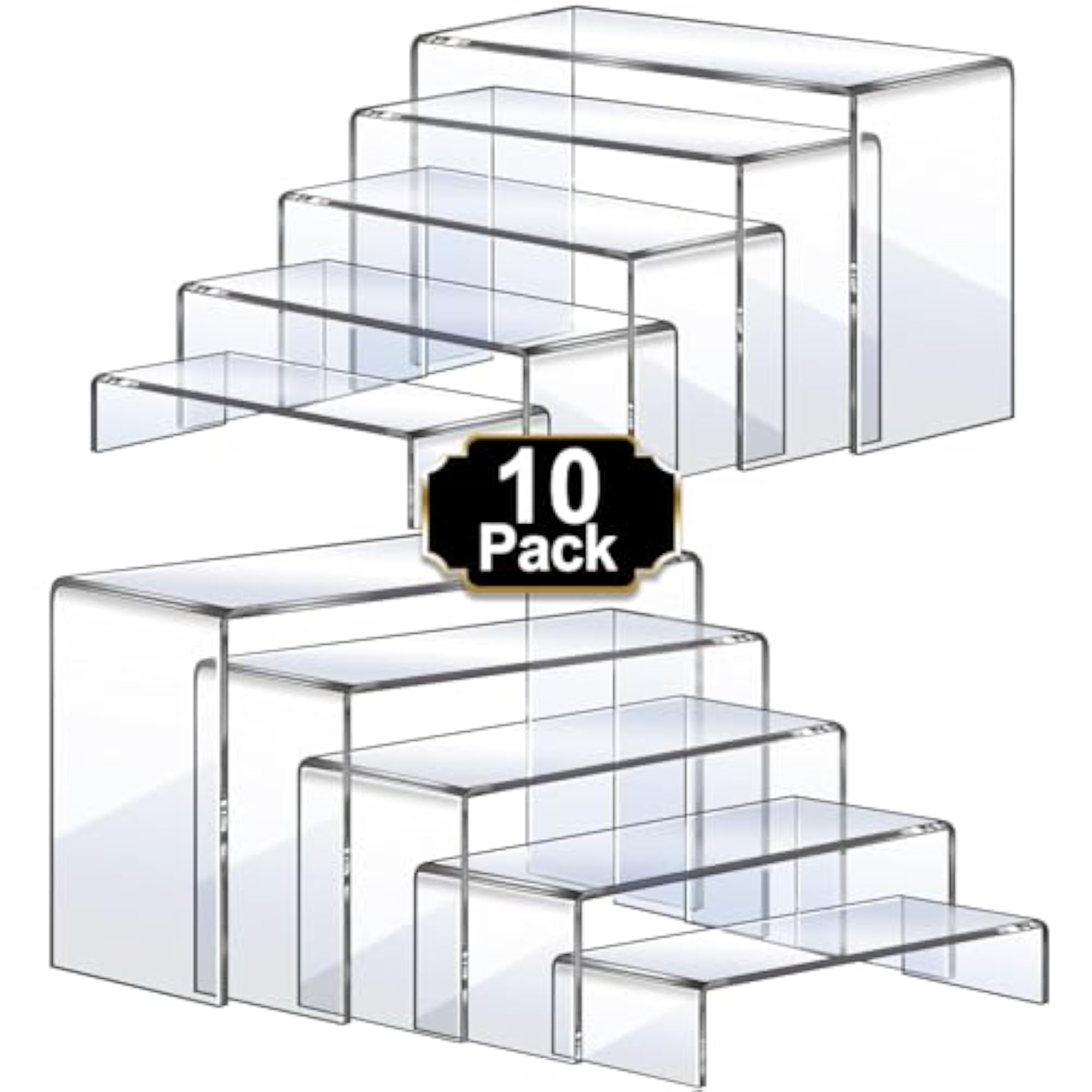 Acrylic Risers Display Stands, 10Pcs Set