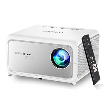 Basike Mini Projetor Portátil 4K Full HD, 1080P Nativo, 16000 Lúmens HDR10, Foco e Correção Automáticos, Wi-Fi 6 e BT 5.4, Som Dolby, Netflix Licenciado – Compatível com iOS/Android/TV Stick – Branco