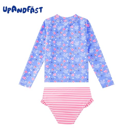 Image of upandfast Girls Rash Guard Set Long Sleeve Two Piece Swimsuit with UPF 50+ Sun Protection for Girls 3-8 Years