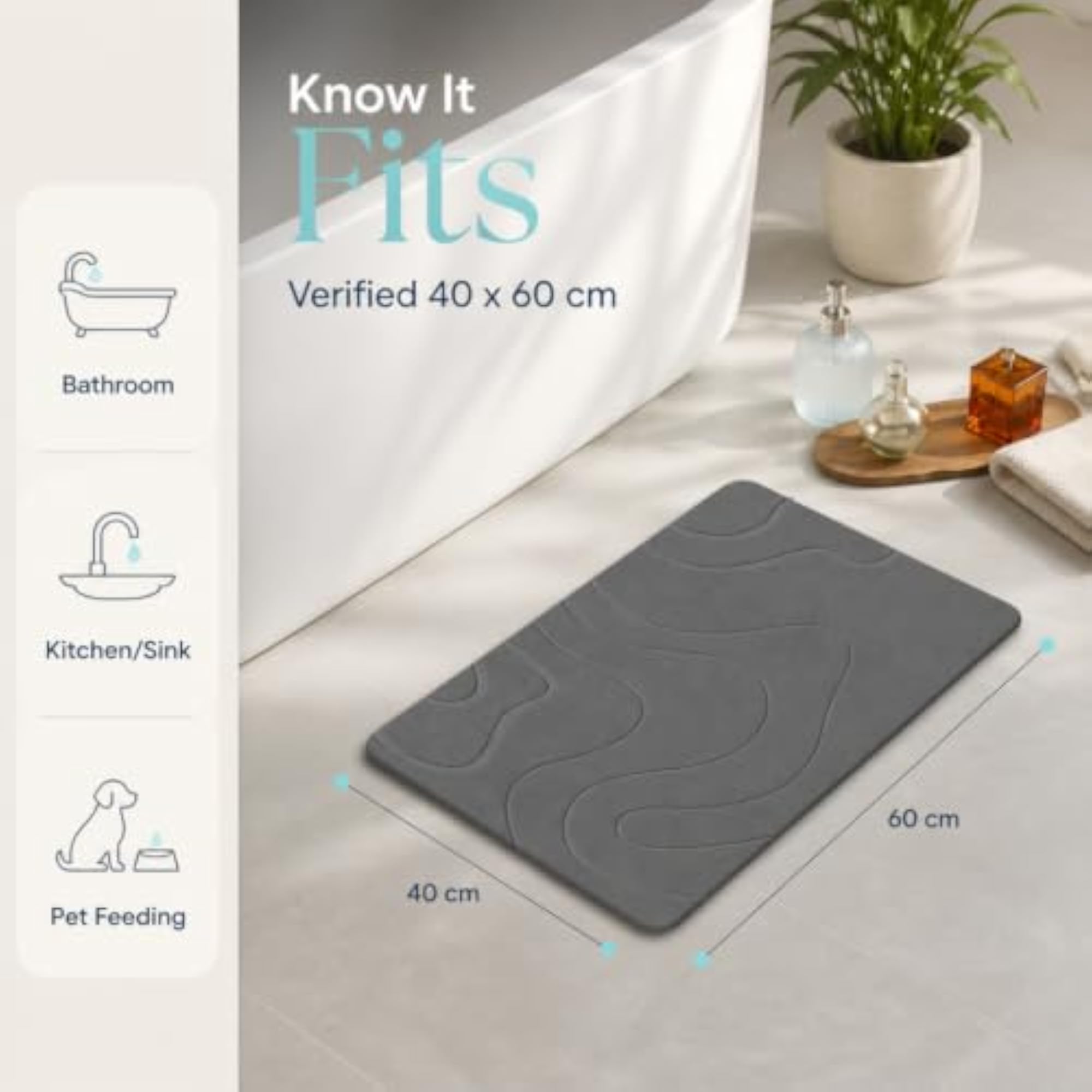 Diatomaceous Earth Bath Mat, Super Absorbent Quick Dry