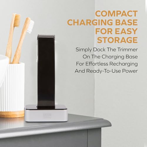 Image of CHARGEWORX Groom Essentials Electric Hair and Beard Trimmer for Men, Cordless Grooming Kit with Charging Base - Rechargeable Sideburn Trimmer for Men - 4 Trimming Guides, LED Indicator