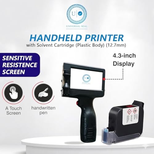 Image of 12.7mm Handheld Thermal Inkjet Printer | Portable Batch Coding Machine with Black Solvent Ink | Prints MRP, Expiry Date, Barcode & QR Code on Packaging & Industrial Surfaces