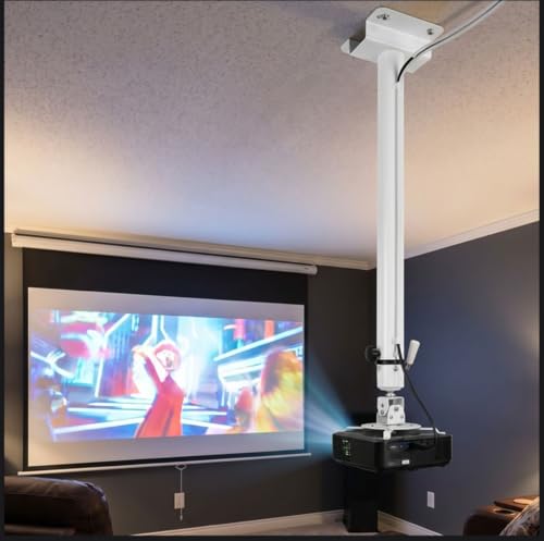 Image of Audiovan Round Shape Universal Projector Ceiling Mount with Single Bolt Ball Head Tilt Adjustment Projector Ceiling Mount Bracket Extendable 2 feet