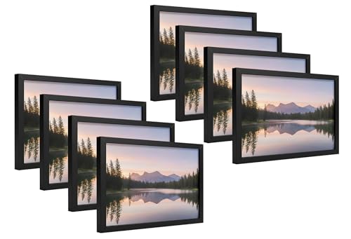 Image of 4x6 Inch 8 PCS Classic Black Wooden Photo Frame - Lightweight Gallery Style, 0.5mm Unbreakable Acrylic Front, Wall & Tabletop Display | Perfect for Home & Office Decor