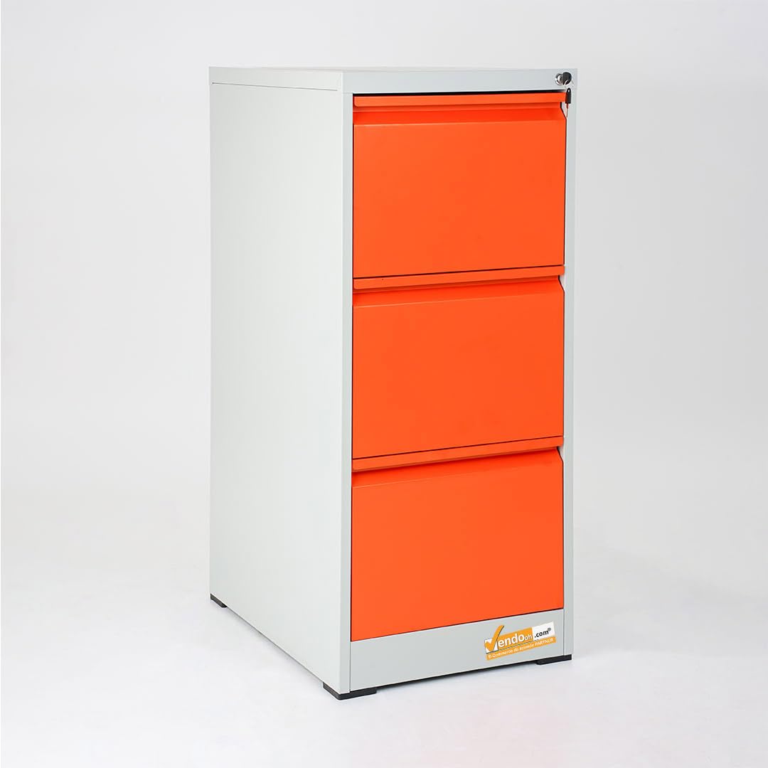CLASSIFICATORI PER DOCUMENTI IN METALLO 46X102X62-3 CASSETTI CON SERRATURA YALE GRIGIO BLU ARANCIONE - Arancio