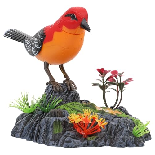 YARNOW Juguete de Pájaro Eléctrico Control de Voz y Apariencia Realista, Adorno de Jardín de Plástico para Decoración Exterior y Césped