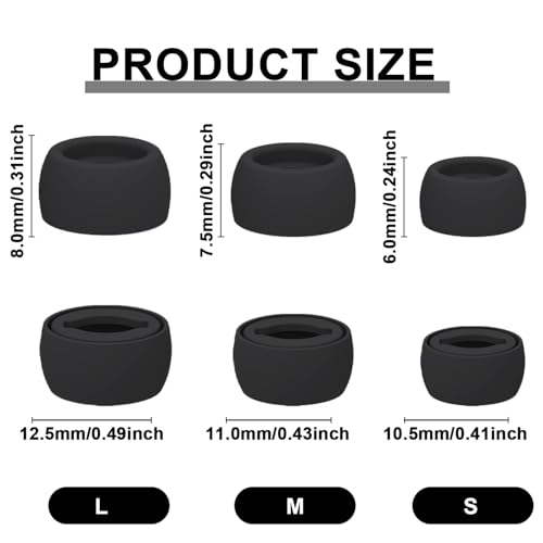 Replacement Eartips for Samsung Galaxy Buds Pro Headphones, Silicone Tips Earbuds Eartips Set, L/M/S Earplug Replacement Accessories 6 Pairs -Black - Thumbnail 2