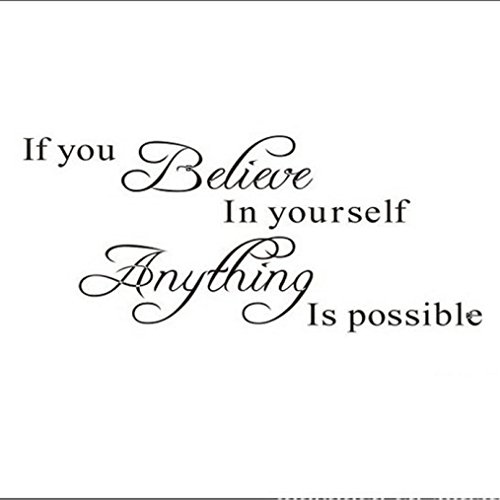 HP95(TM) If You Believe in Yourself Anything is Possible Removable Wall Decal Sticker DIY Art Decor Mural Vinyl Home Room Office Decals (Black-) (Black