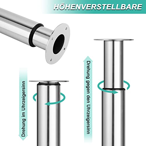 Dhouse Höhenverstellbare Tischbeine Ø60 mm, 710-1100mm zylindrisch Metall Möbelfuß für Bar- und Frühstückstisch (Chrom)