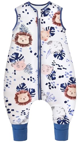 Chilsuessy Baby Schlafsack mit Beinen 2.5 Tog Winter Schlafsack Unisex Ganzjahres Schlafsack mit Füßen Babyschlafsack Schlafsack Kinder, Dschungel Löwe, 80cm/Baby Höhe 85-95cm