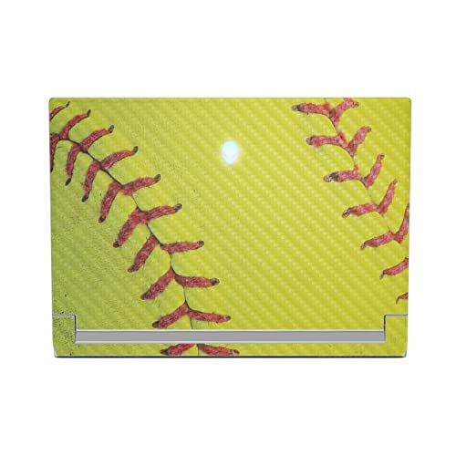 MightySkins Carbon Fiber Skin Compatible with Alienware X17 R2 (2022) Full Wrap Kit - Softball Closeup | Protective, Durable Textured Carbon Fiber Finish | Easy to Apply | Made in The USA