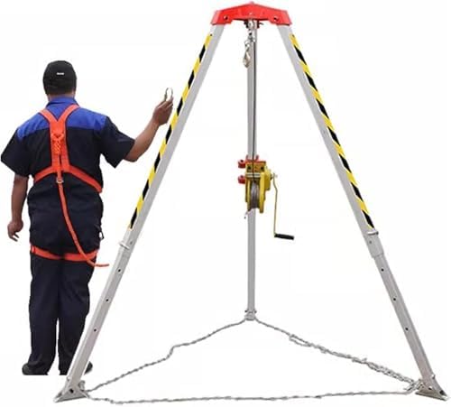 Heavy-Duty Fall Arrest Kit with Aluminum Rescue Tripod, 1800 Lbs Winch, Safety Belt for Emergency Rescues in Tunnels, Sewers, Flues - Ultimate Lifting Solution