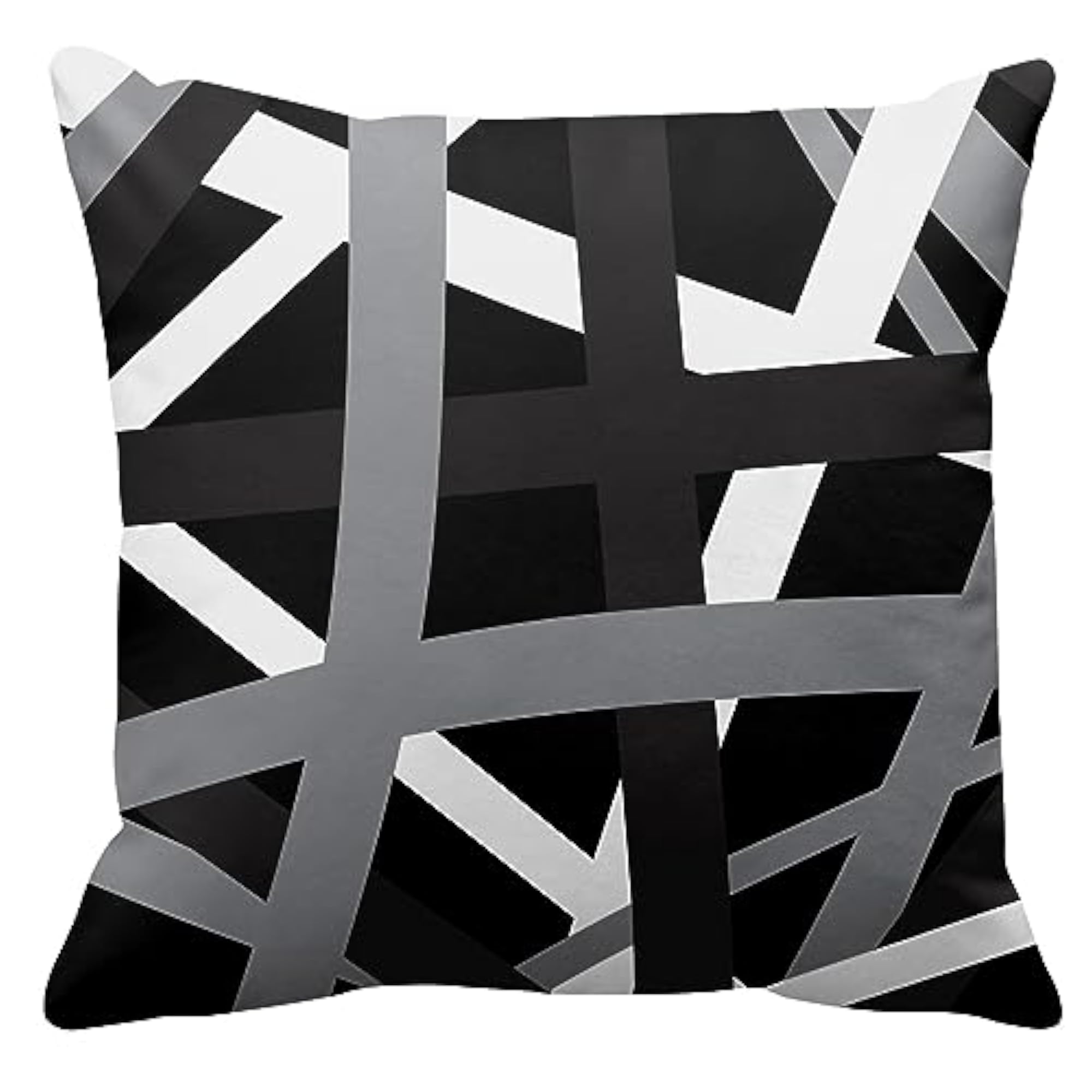 Gray Black Stripes Retro Decorative Pillow Case
