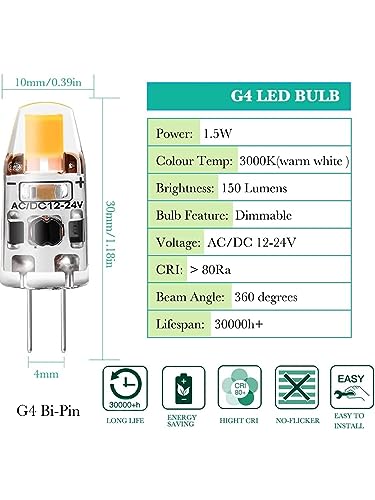 WEIHONG Luce LED G4 COB, AC/DC 12 V, angolo di