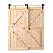 PENSON & CO. SDH-BY23-BK 6.6 FT Bypass Sliding Barn Hardware Double Wood Doors One-Piece Rail Track Kit (Black)