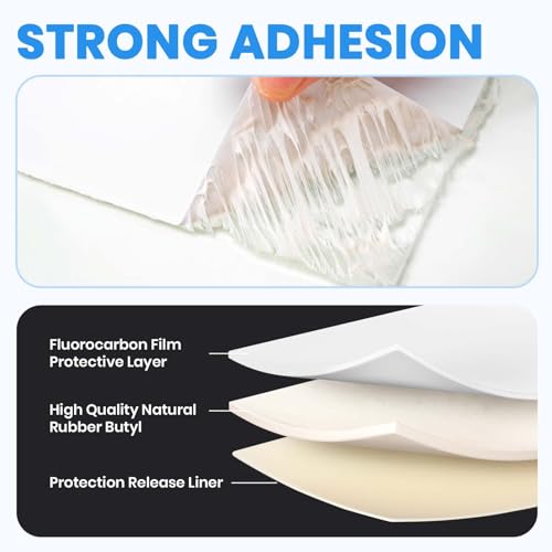 Image of ADHES White Butyl Sealant Tape 4 Inch x 50 FT | Single-Sided Waterproof RV Roof Repair Tape, Leak-Proof Sealant for Camper, Window, Skylight, and Roof Edge