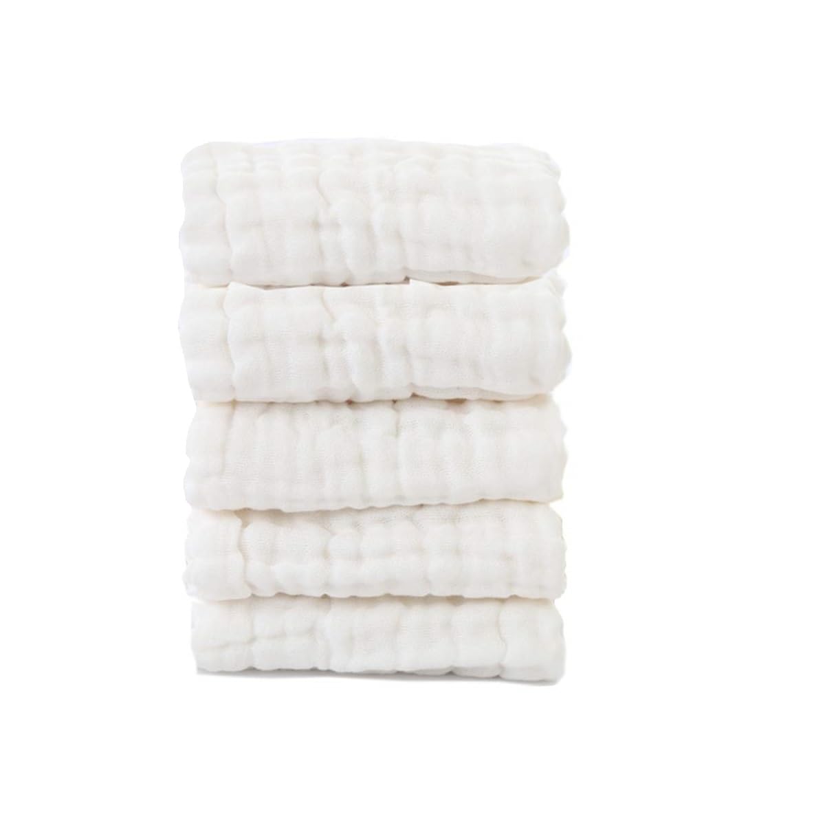 Baby Muslin Cotton Baby Washcloths Extra Soft Reusable Hankies & Napkins for Infants & Baby Care Face Towels Muslin Cotton Face Towels for New Born (5, White)-image-46