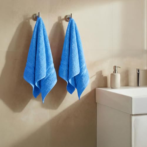 Image of MYTRIDENT Trident Hand Towels, 2 Piece Set, 100% Cotton, Highly Absorbent, Super Soft, 400 GSM, Ocean Blue