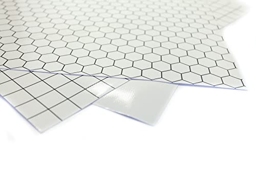 Trocken abwischbare Rollenspielmatte 50x50cm mit quadratischem Raster - trocken abwischbare Kampfmatte für Rollenspiele, Dungeons and Dragons (D&D), Pathfinder - Weiß