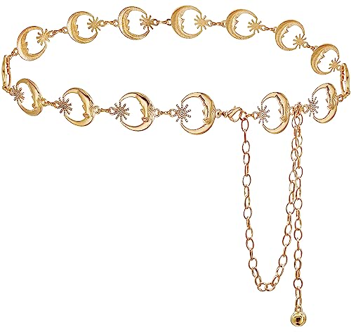 Glamorstar Chain Belts for Women Hollow Metal Waist Chain Belts Dress Belt for Her