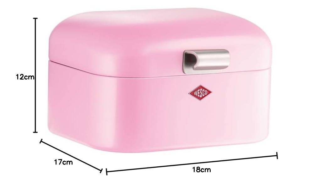 WESCO Mini Grandy Brotkasten in der Farbe pink, pulverbeschichtetes Stahlblech, Lüftungslöcher und stabiler Handgriff