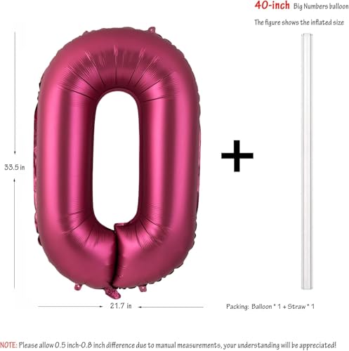 Ballon chiffre 40 bordeaux géant de 101 cm pour décoration festive - 2