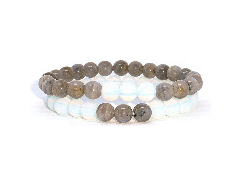 Bracelets couple haut de gamme en perles rondes de labradorite 8mm