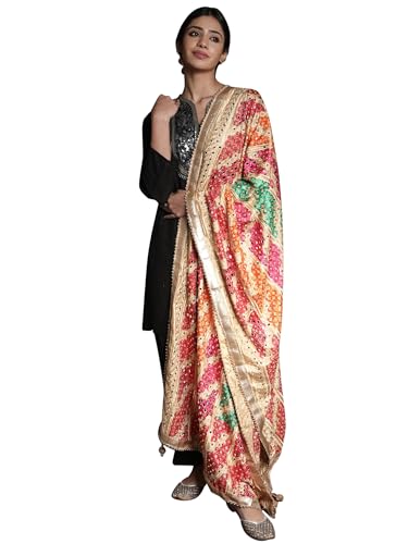Dupatta Phulkari brodée en soie pour sublimer vos tenues de fête