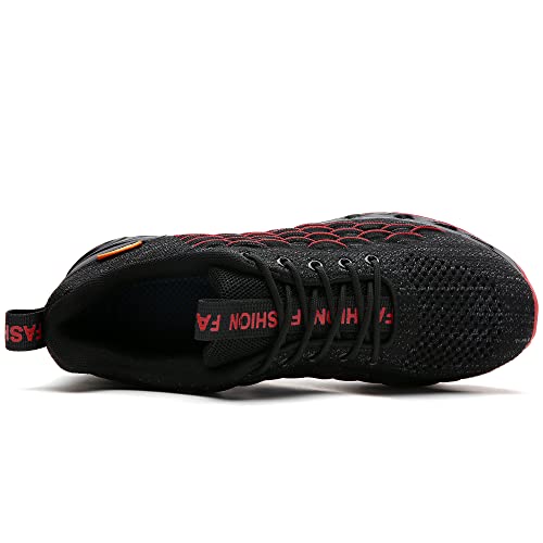 wanhee Tênis de corrida esportivo esportivo masculino, A050 Preto Vermelho, 12