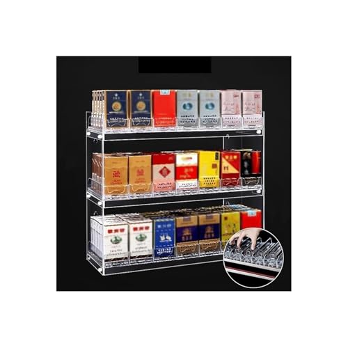 Présentoir à cigarettes transparent mural pour optimiser le comptoir