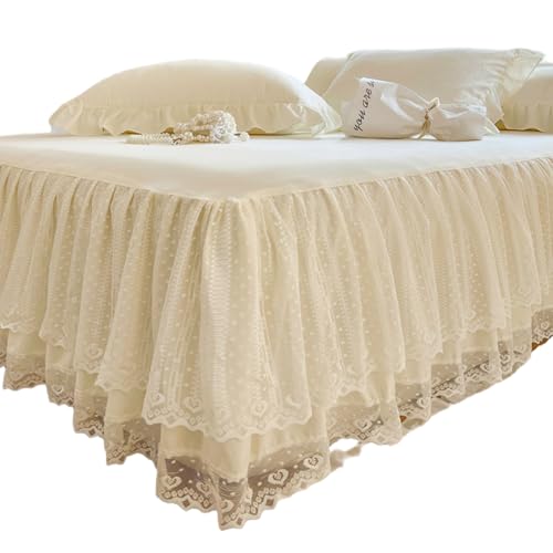 Jupe de lit 59 x 79 cm drap enveloppant élastique et cache-sommier à volants