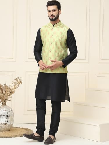 Image of SOJANYA (Since 1958 Men's Silk Blend Kurta Pyjama With Nehrujacket Set