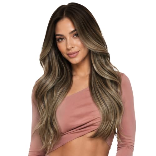 Image of Moresoo Invisible Injected Tape in Hair Extensions Brown Blonde 22 Inch 50g