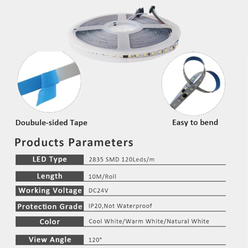 Tira LED Flexible Cleiscry 20m Blanco Frío 6000K miniatura 7