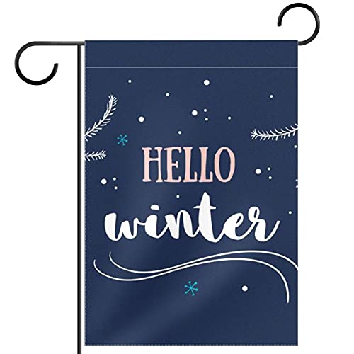 Drapeau de jardin Hello Winter décoration extérieure toutes saisons