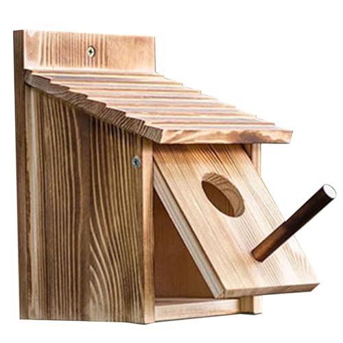 Bruits d'oiseaux muraux pour l'extérieur avec abri en bois à perchoir - 7