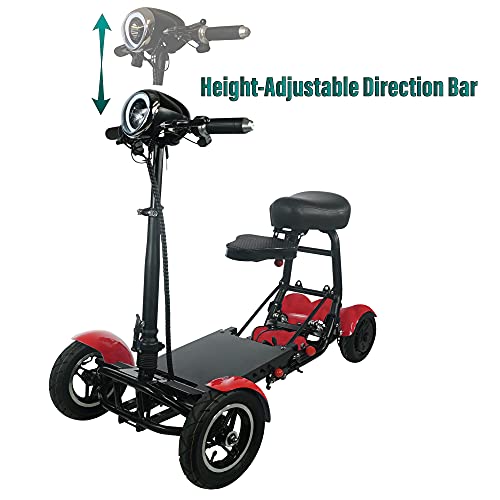 Powered Mobility Scooters for Adults, Folding Electric Scooter with Seat, Long Range Foldable Mobility Scooter for Seniors, 4 Wheel Power Motorized Travel Scooter (Red, Up to 16+ Miles Range) - Thumbnail 3