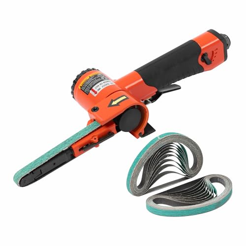 Image of 3 /8 inchx 13 inch Air Belt Sander with 20Pcs Zirconia 40 /60 /80 /120 Grit Belts | ABRAPRO Mini Pneumatic Belt Sander for Woodworking, Iron, Metal, stainless steel