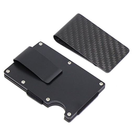fin blocage RFID Portefeuille pour homme avec fibre de carbone Pince à billets, Small, Black