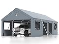 Carport 13X25 Heavy Duty,Portable Car Ports Garage,Carport Canopy with Side Door,Outdoor Car Shelter All Weather,Gray