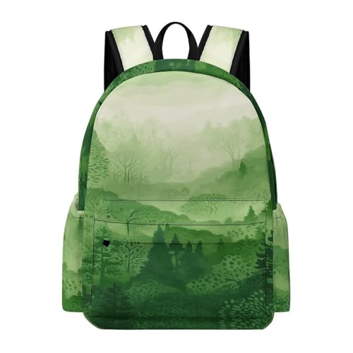 Green Forest Printed Backpack Water-Resistant Pack Stylish Bag Lightweight Travel Backpack